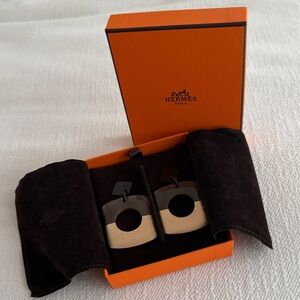 Hermes Buffalo Horn Gold Earrings